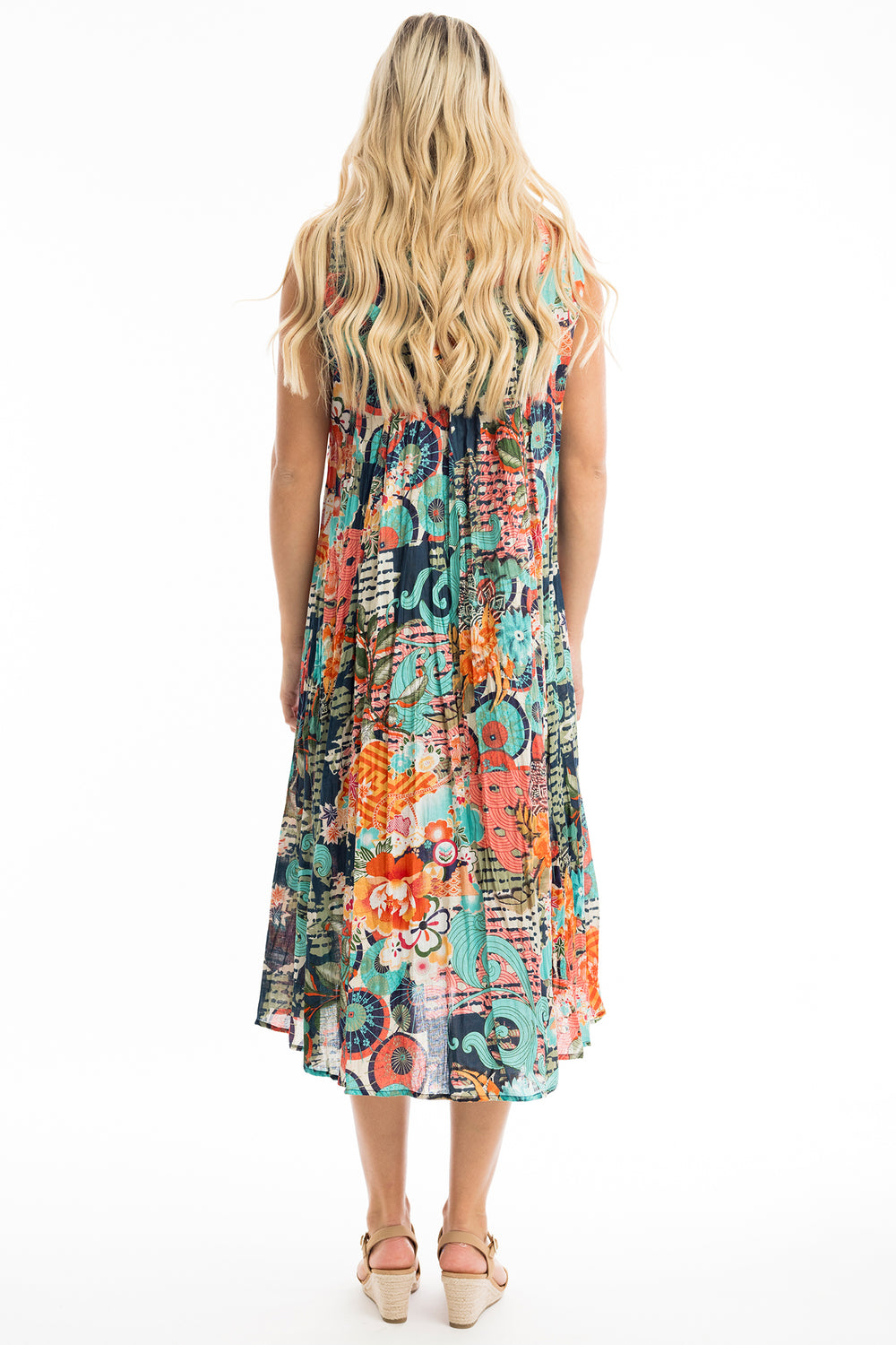 Orientique Yakushima 40090 V Neck Ruched Dress - Rouge Boutique Inverness