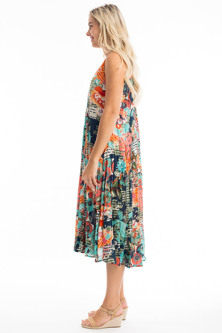 Orientique Yakushima 40090 V Neck Ruched Dress - Rouge Boutique Inverness