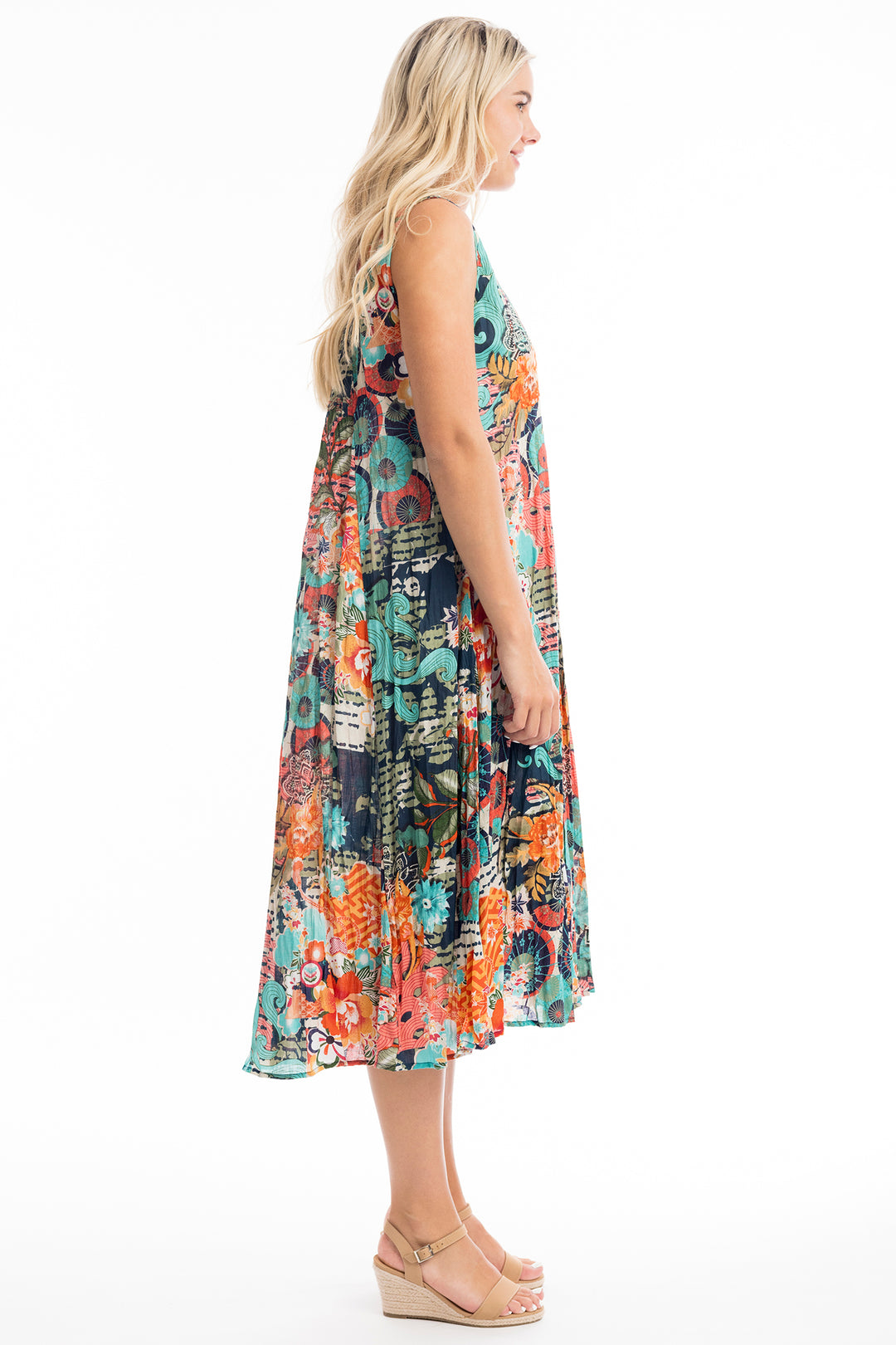 Orientique Yakushima 40090 V Neck Ruched Dress - Rouge Boutique Inverness