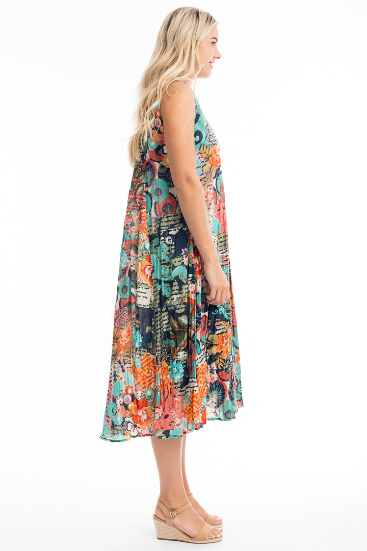 Orientique Yakushima 40090 V Neck Ruched Dress - Rouge Boutique Inverness