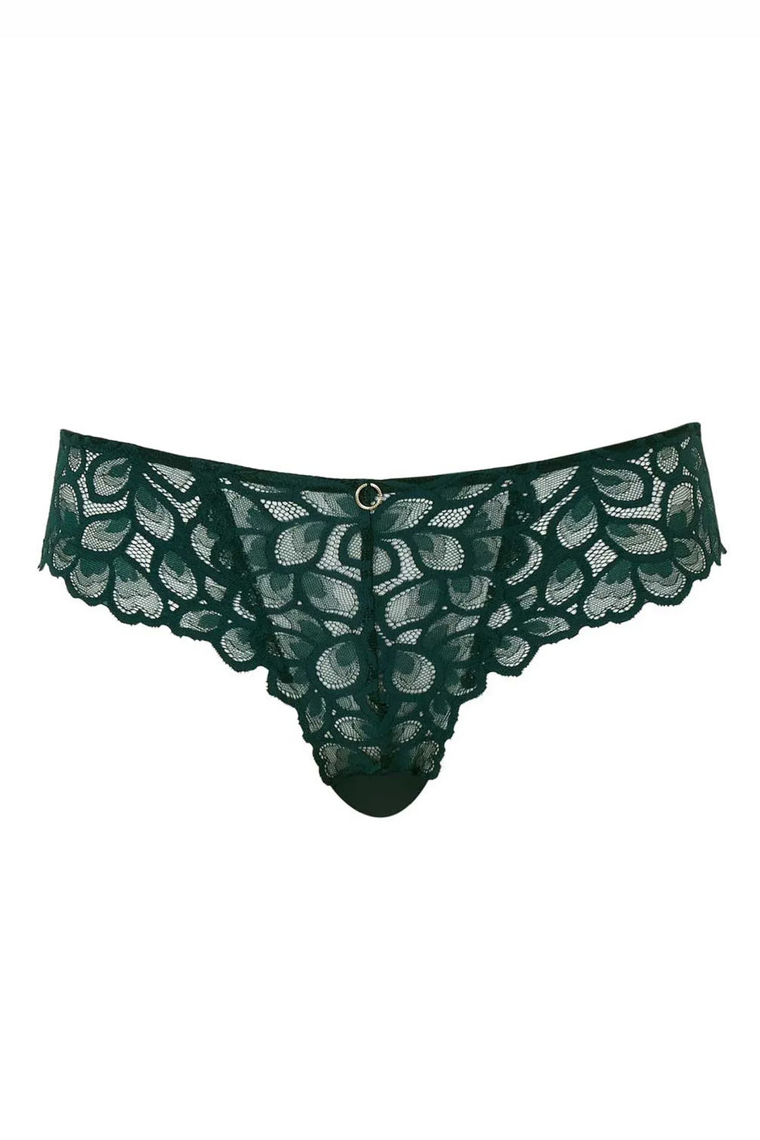 Green lace underwear on a white background