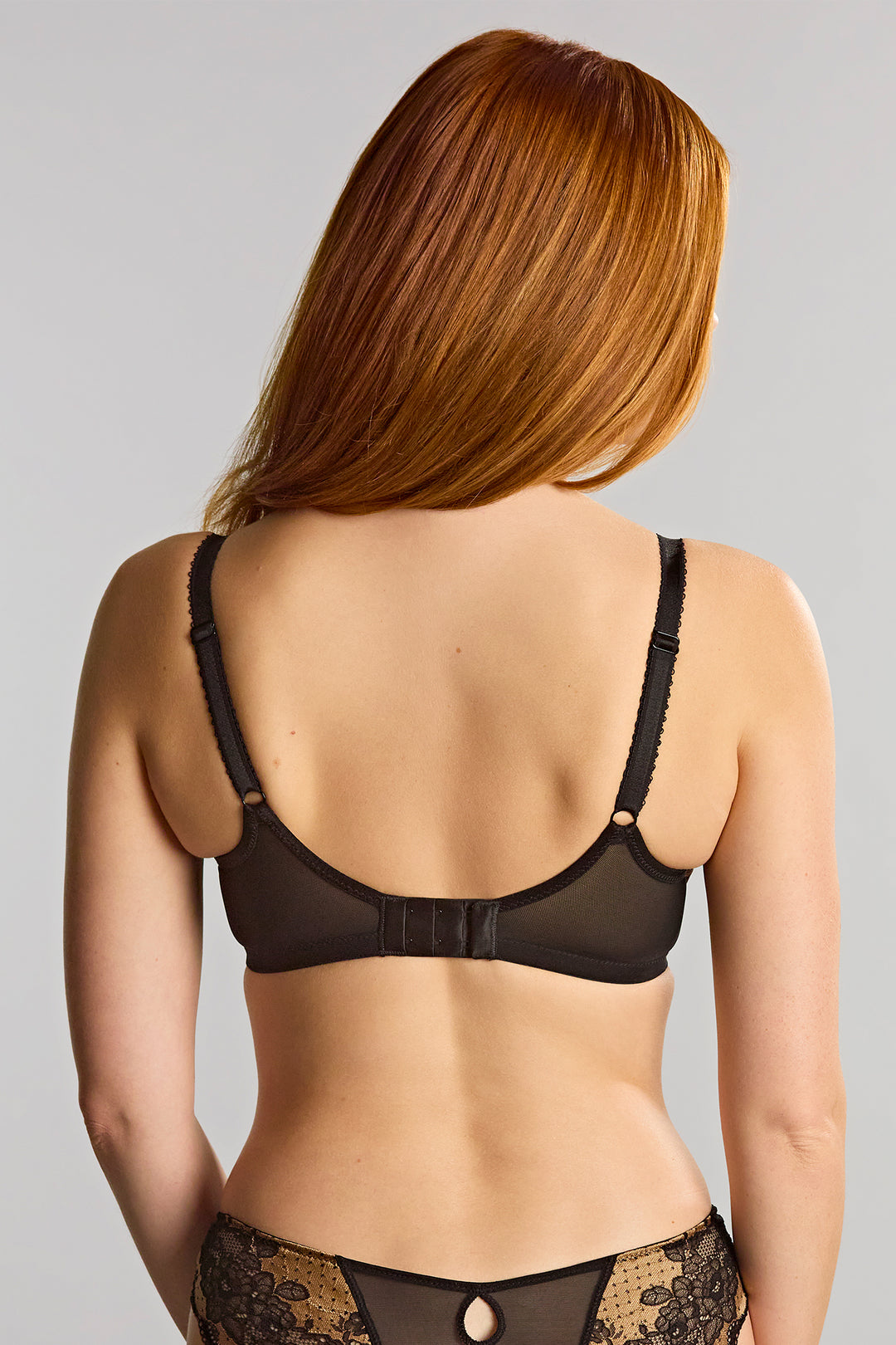 Panache Clara Black Vintage Gold Lace Demi Balcony Bra 7256