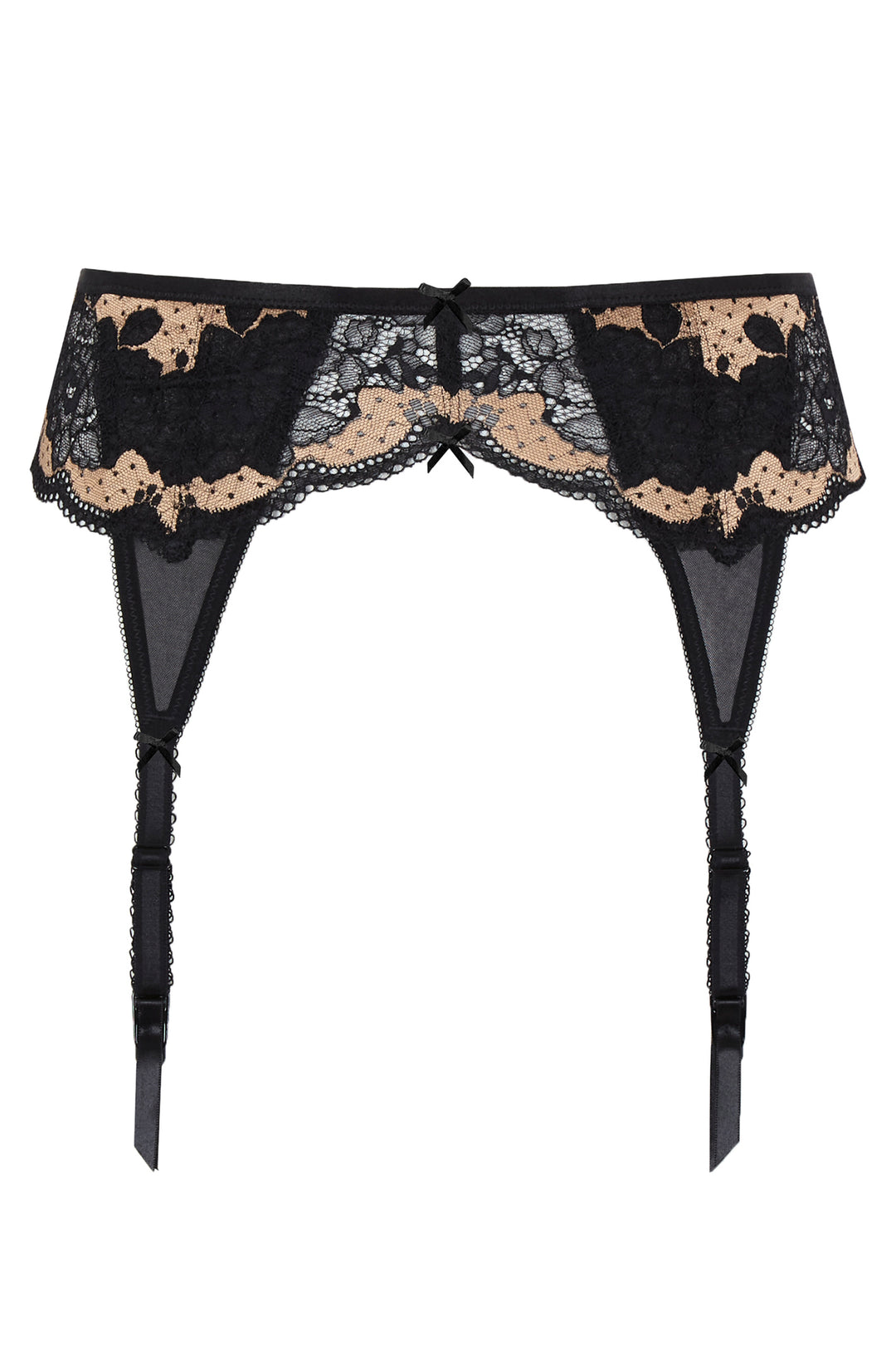 Panache Clara Black Vintage Gold Lace Suspender 7257
