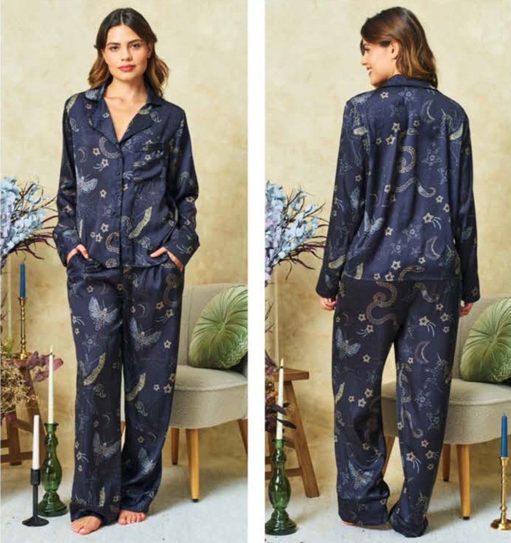 Hope and Ivy The Menah Print Navy  PJ's