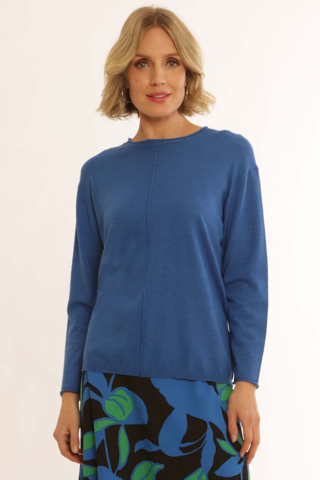 Pomodoro 32452 Pacific Blue Ess Wide Neck Long Sleeve Jumper - Rouge Boutique Inverness
