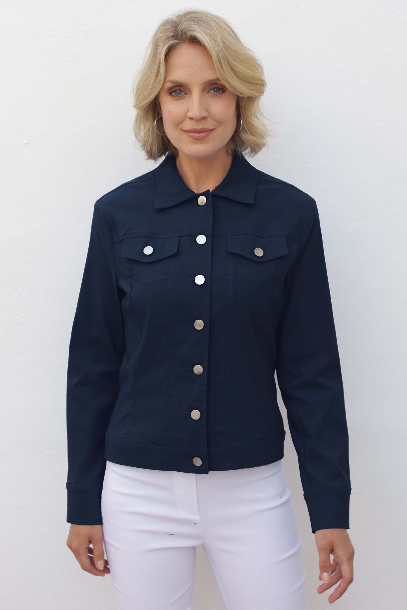 Pomodoro 42400 Navy Jean Jacket – Rouge Boutique Inverness