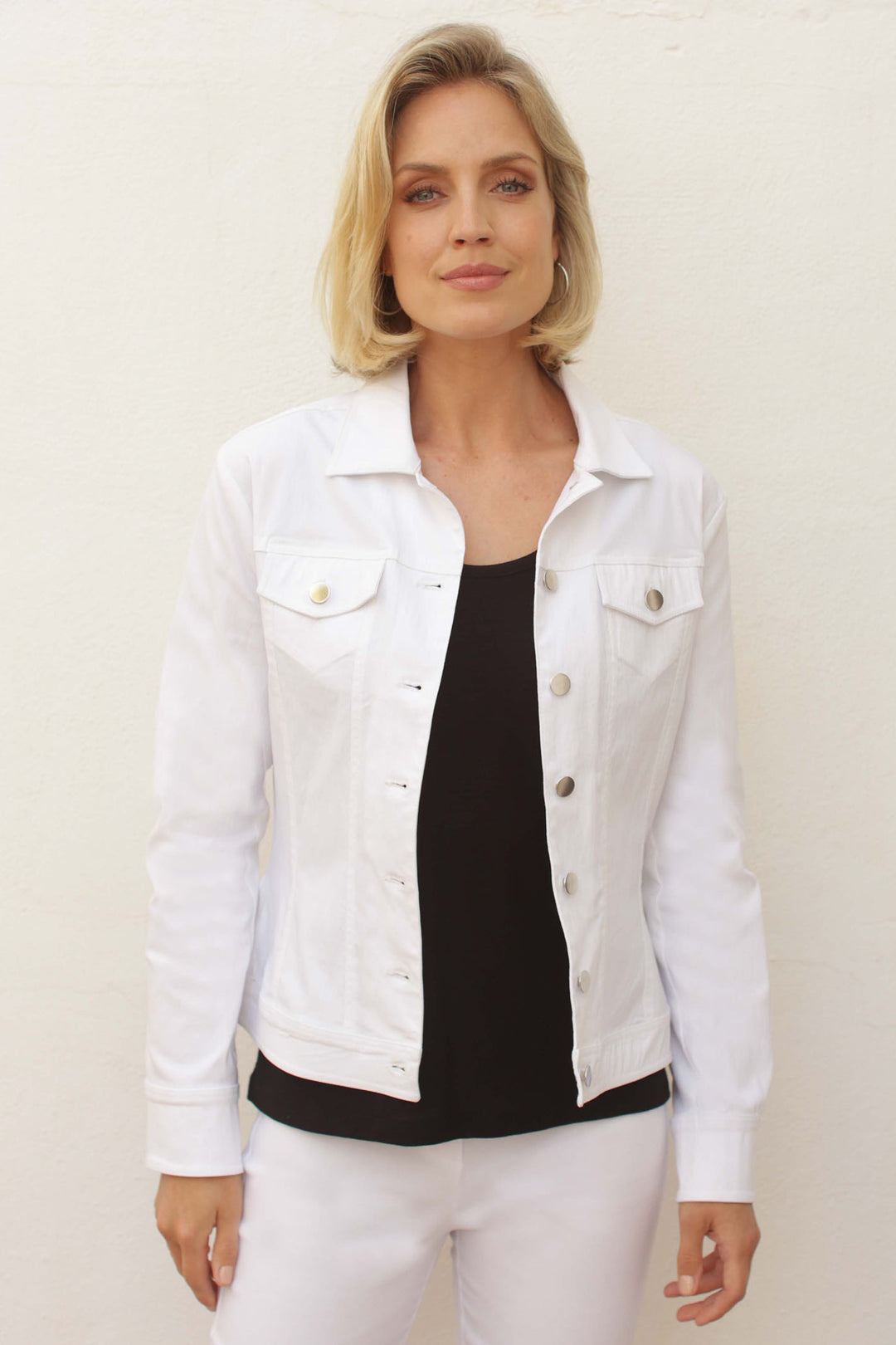 Pomodoro 42400 White Jean Jacket - Rouge Boutique Inverness