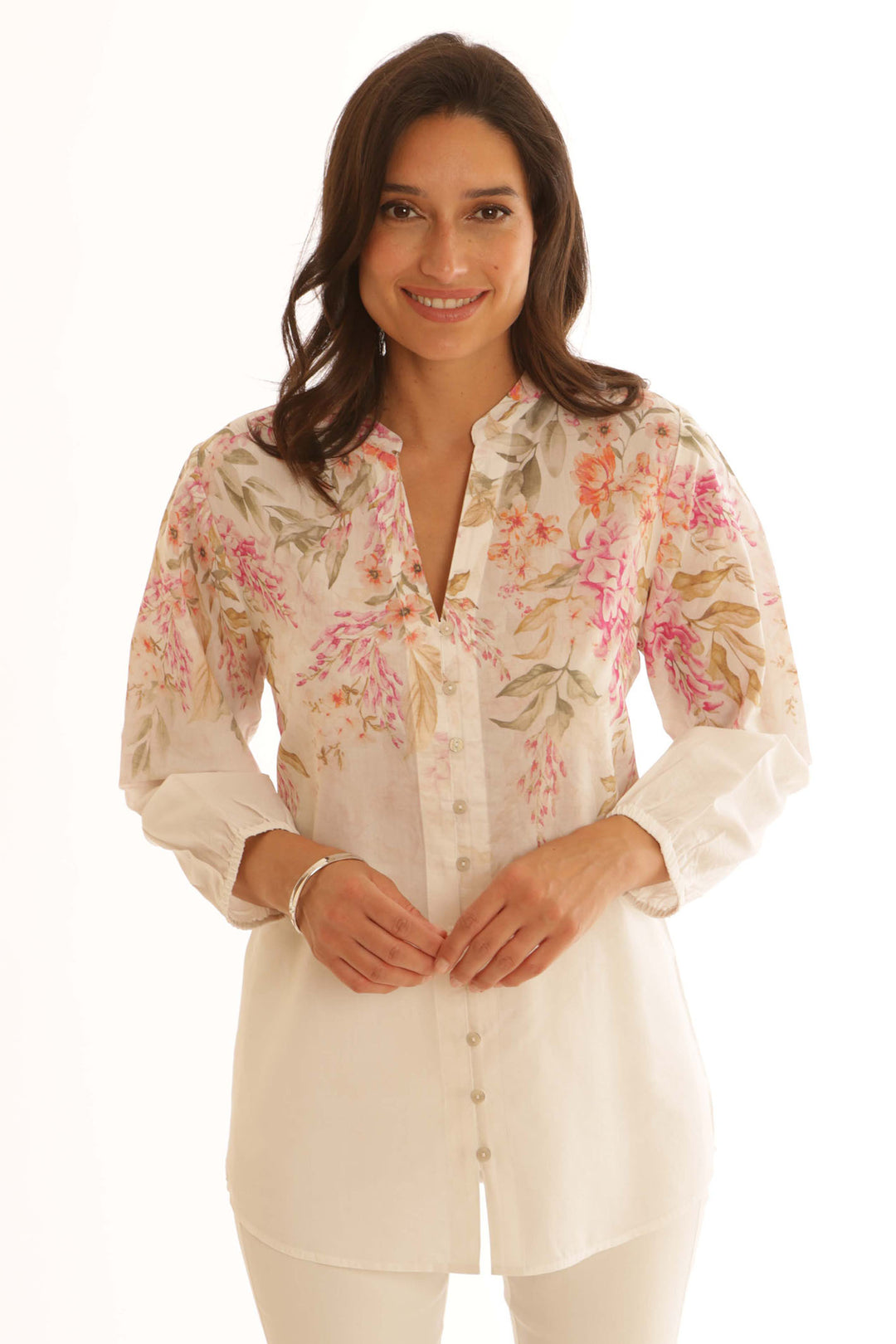 Pomodoro 72514 Romantic Print Blouse - Rouge Boutique