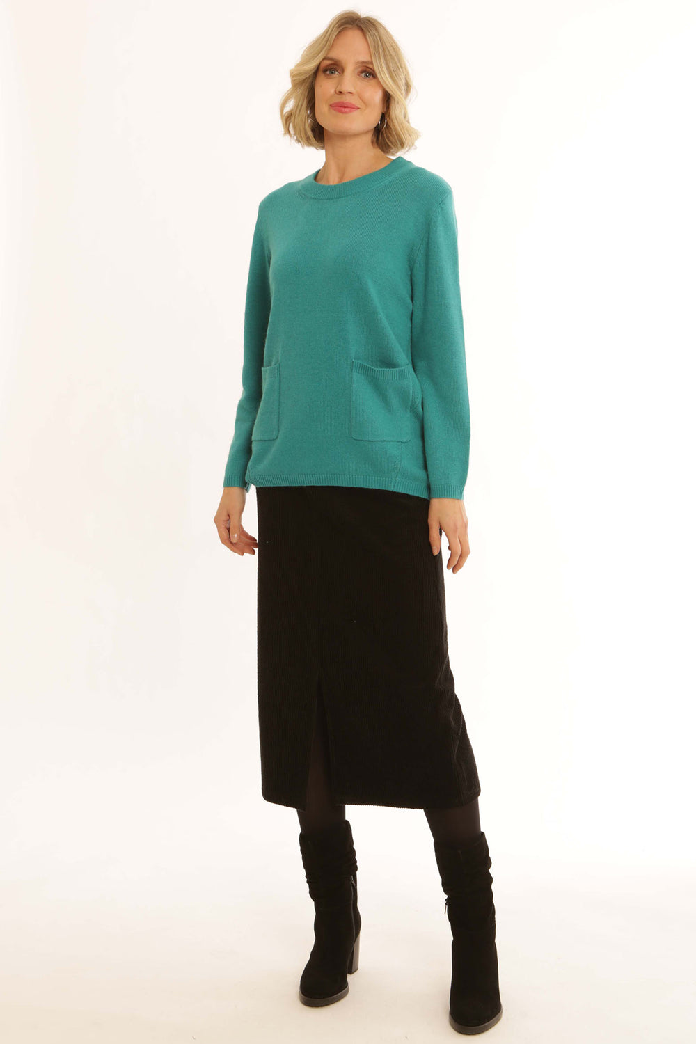 Pomodoro 92455 Black Corduroy Skirt - Rouge Boutique Inverness