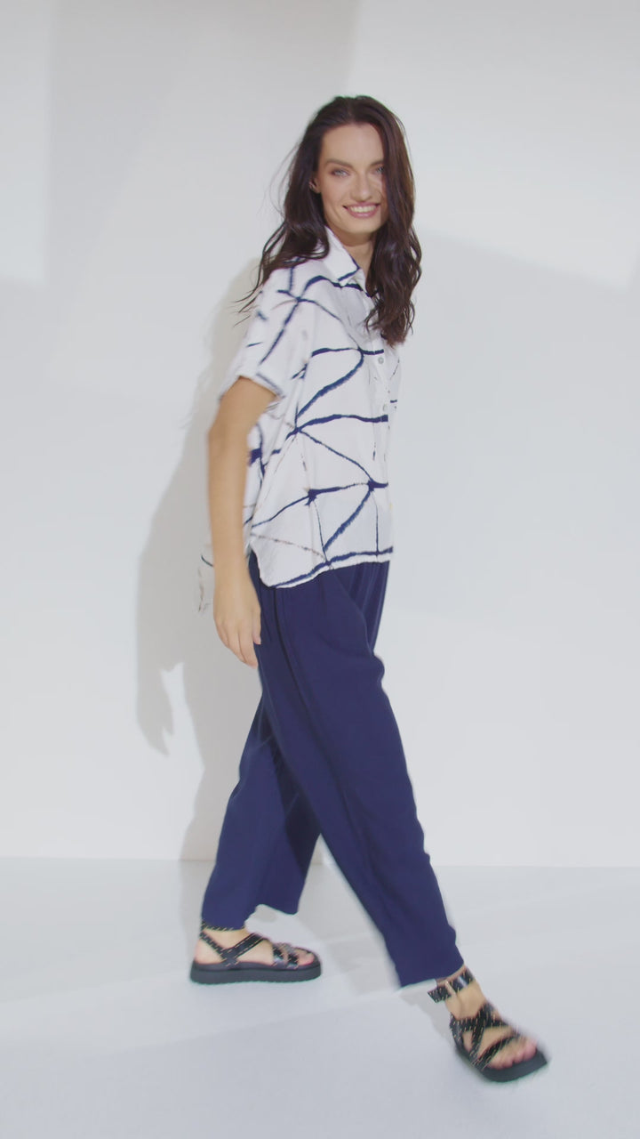 Naya NAS24277 Bat Wing Blue Print Blouse