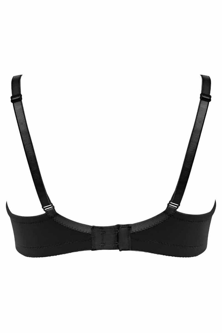 Black bra with thin straps on a white background