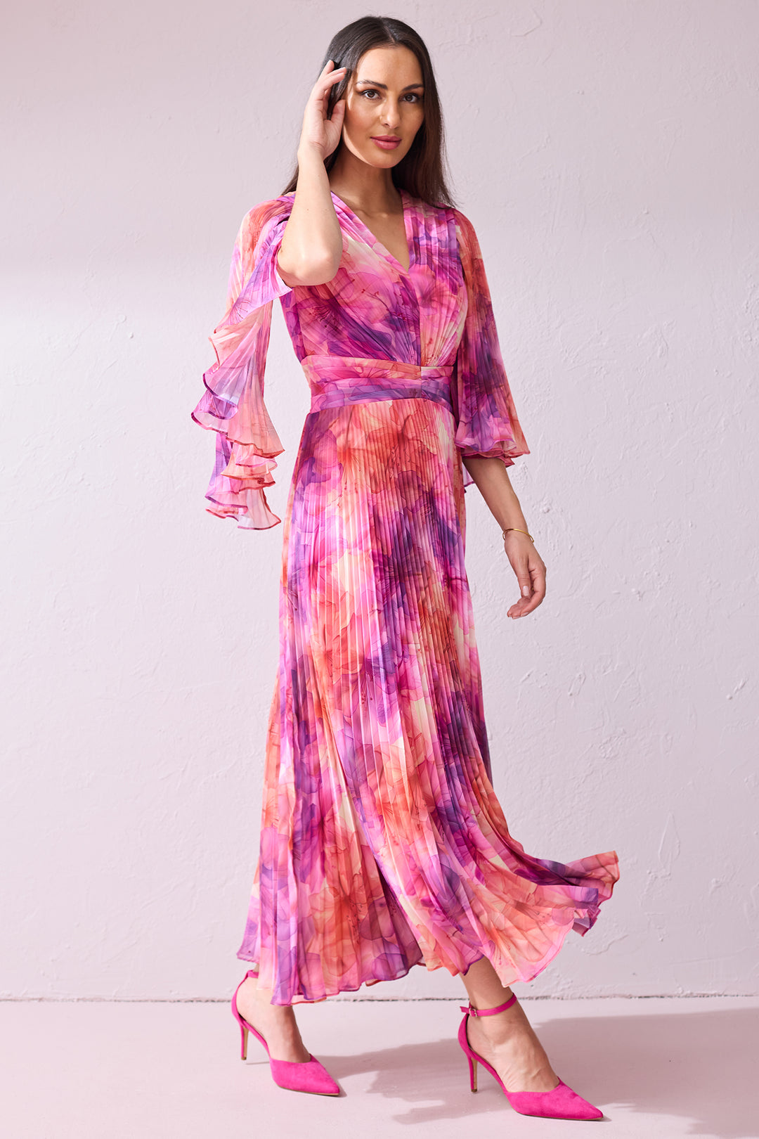 Samantha Jane Alice Pink Multicolour Print Occasion Dress