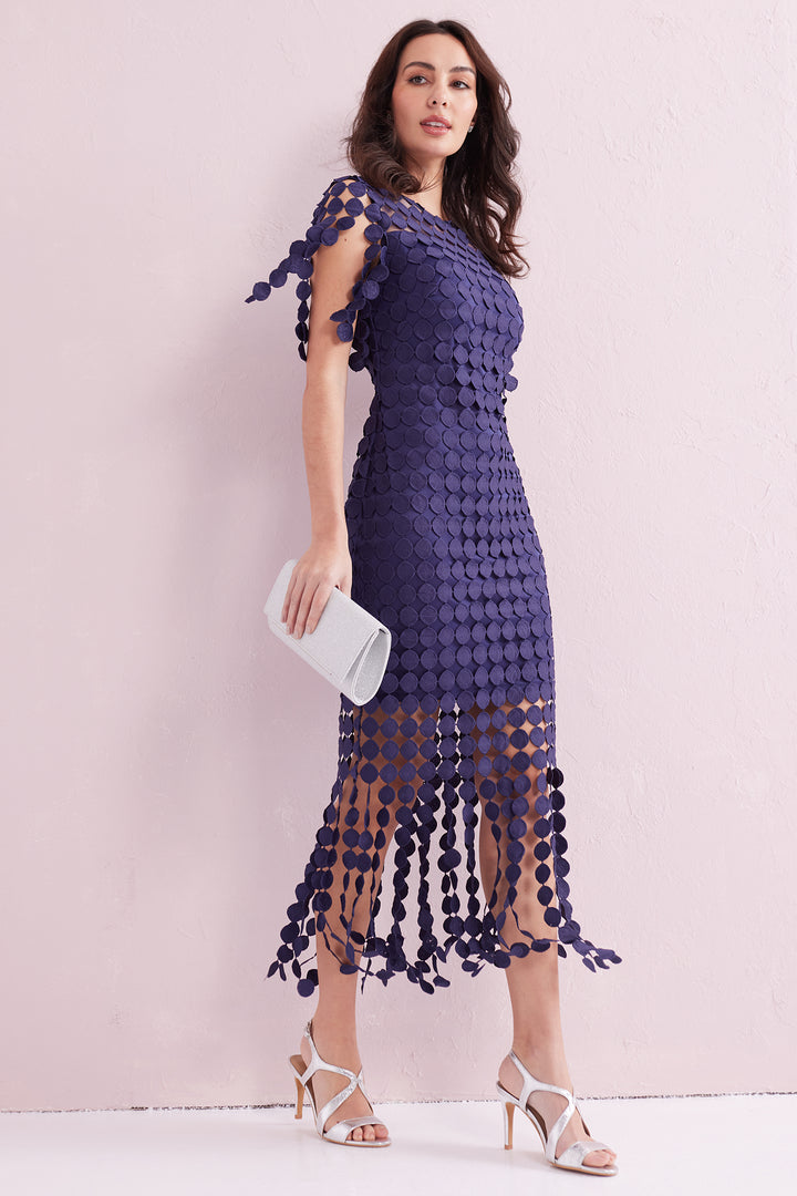 Samantha Jane Sammi Navy Fringe Occasion Dress