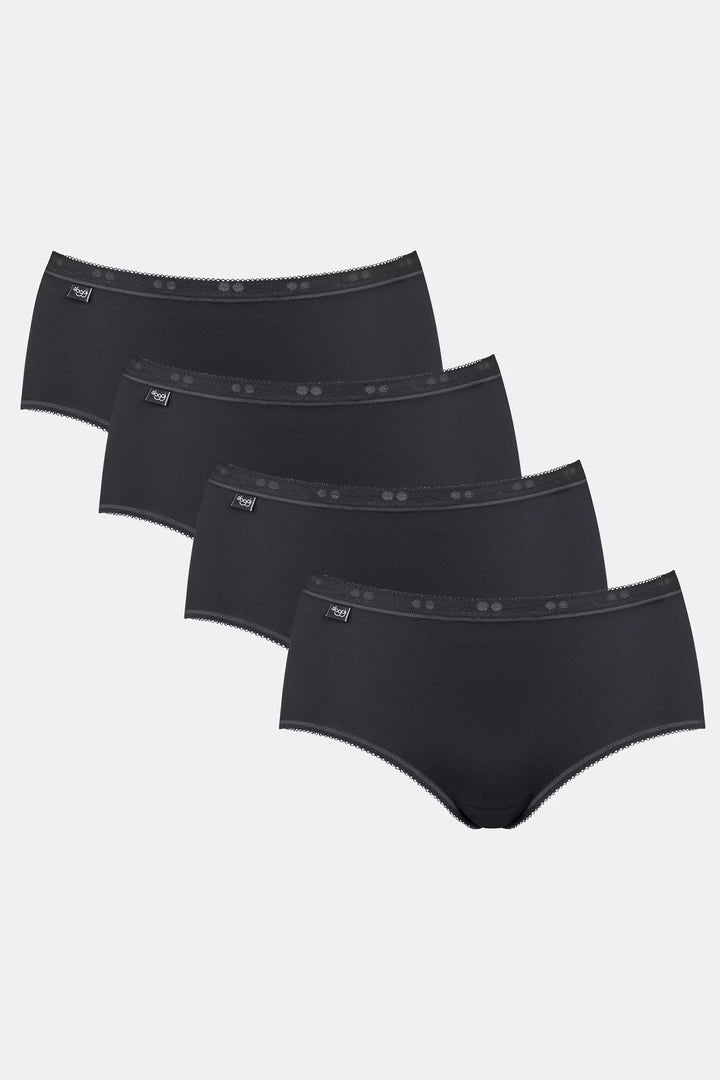 Sloggi Basic+ Midi 4P 10068837 0004 Black Briefs - Rouge Boutique Inverness