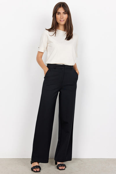 Soyaconcept 26118-20 Daniella 9999 Black Wide Leg Trousers - Rouge Boutique