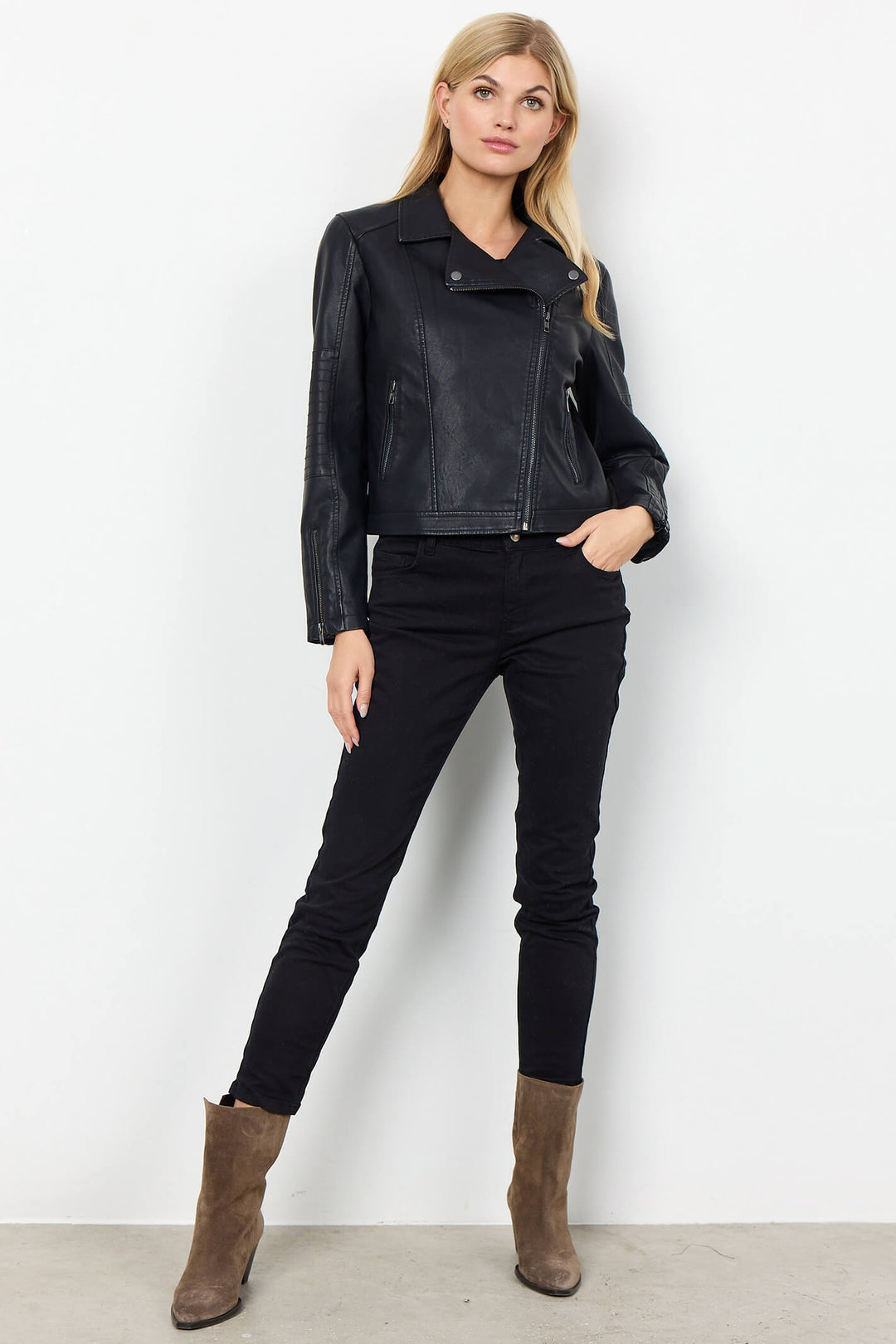 Soyaconcept 40220-20 SC-Gunilla 9999 Black Faux Leather Biker Style Jacket - Rouge Boutique