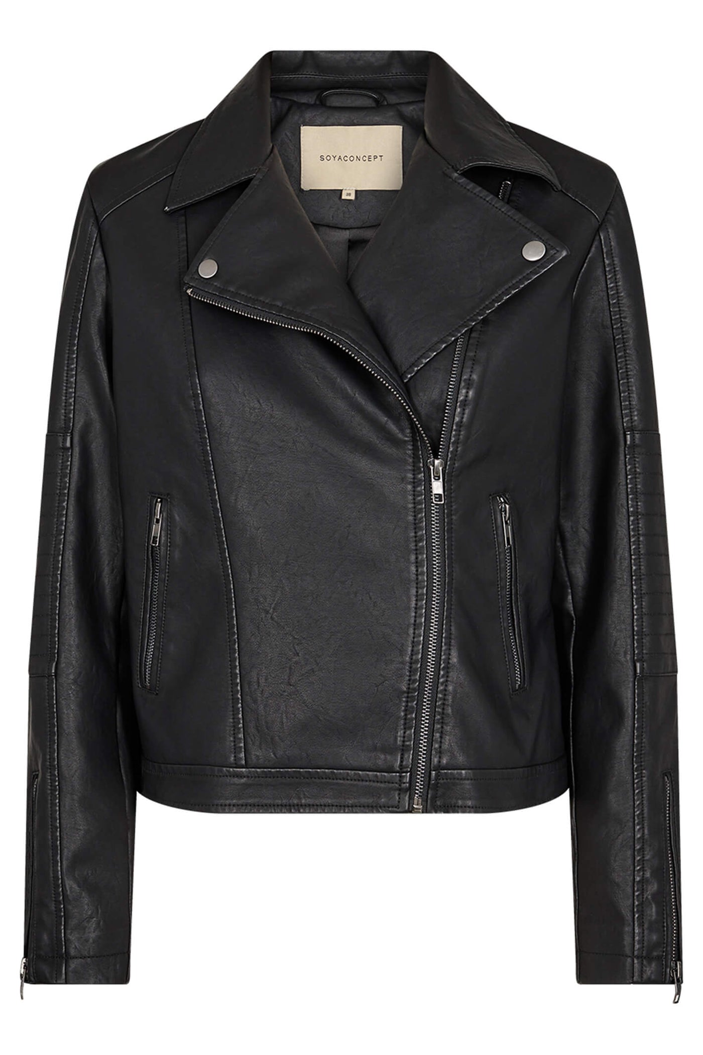 Soyaconcept 40220-20 SC-Gunilla 9999 Black Faux Leather Biker Style Jacket - Rouge Boutique