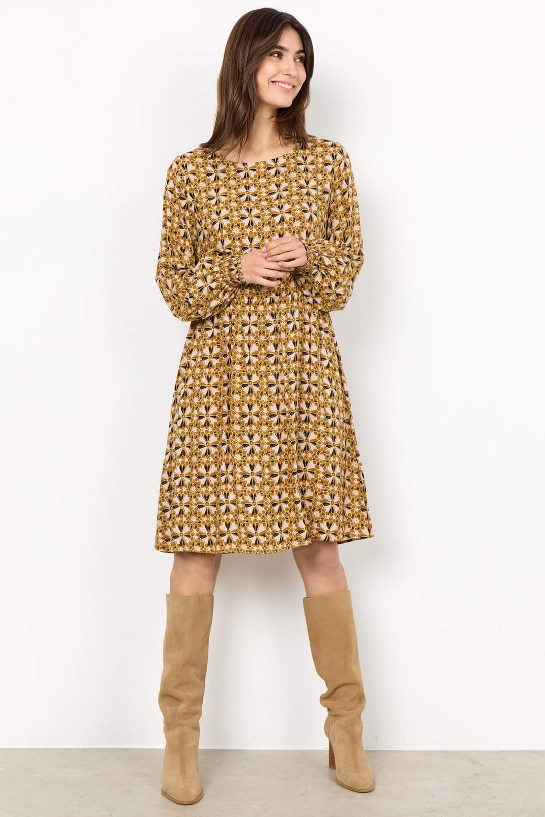 Soyaconcept 40360-20 Tamra 3460C Golden Yellow Print Dress - Rouge Boutique