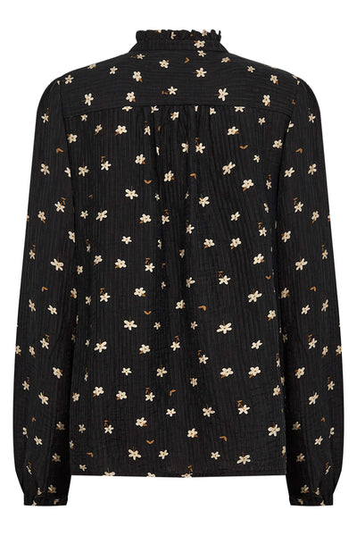 Soyaconcept 40393-20 9999C Black Combi Tama Print Ruffle Collar Shirt - Rouge Boutique