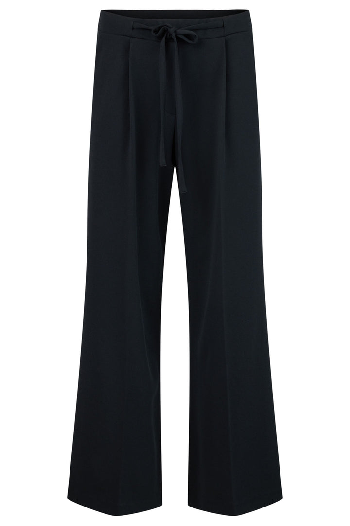 Tia 71312 7341 90 Black Wide Leg Drawstring Waist Pull-On Trousers - Rouge Boutique Inverness