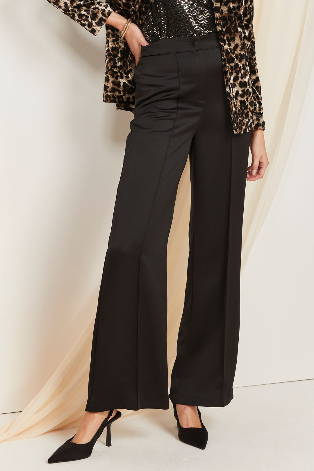 Tia 71315 Black Evening Wide Legged Trouser - Rouge Boutique Inverness