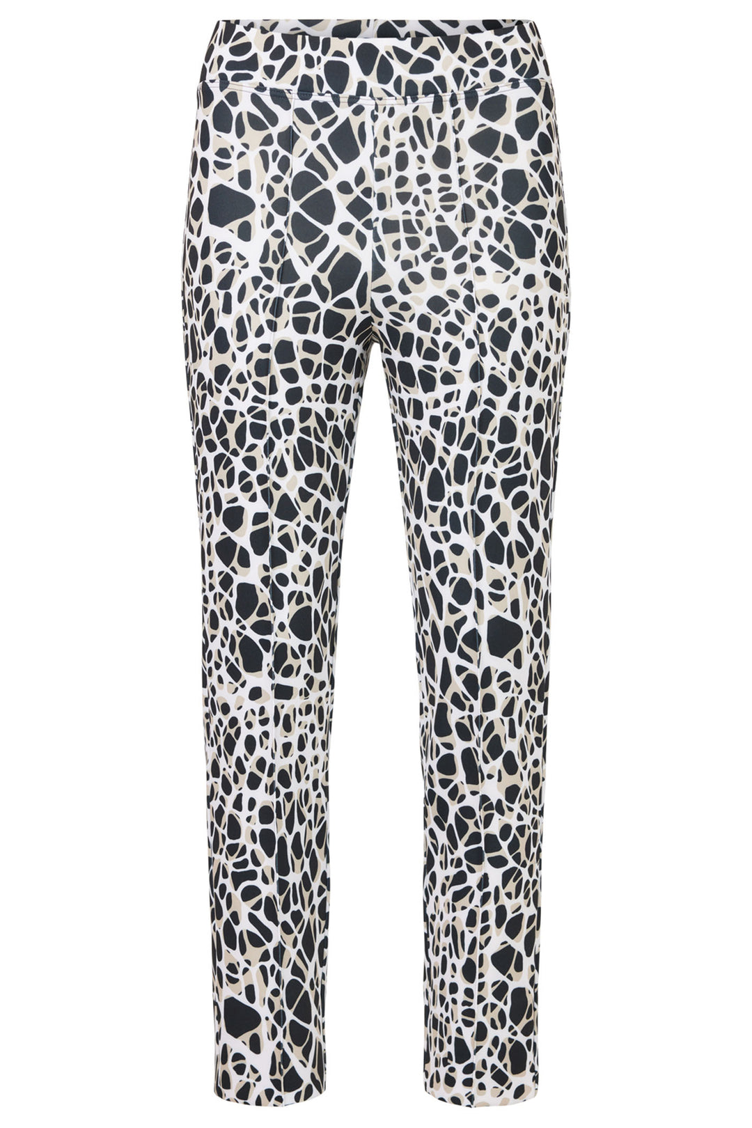 Tia 71317 Black Abstract Print Pull-On Trousers - Rouge Boutique Inverness