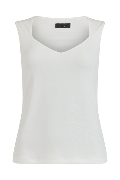Tia 73051-7093-1200 White Sleeveless Vest Top - Rouge Boutique Inverness