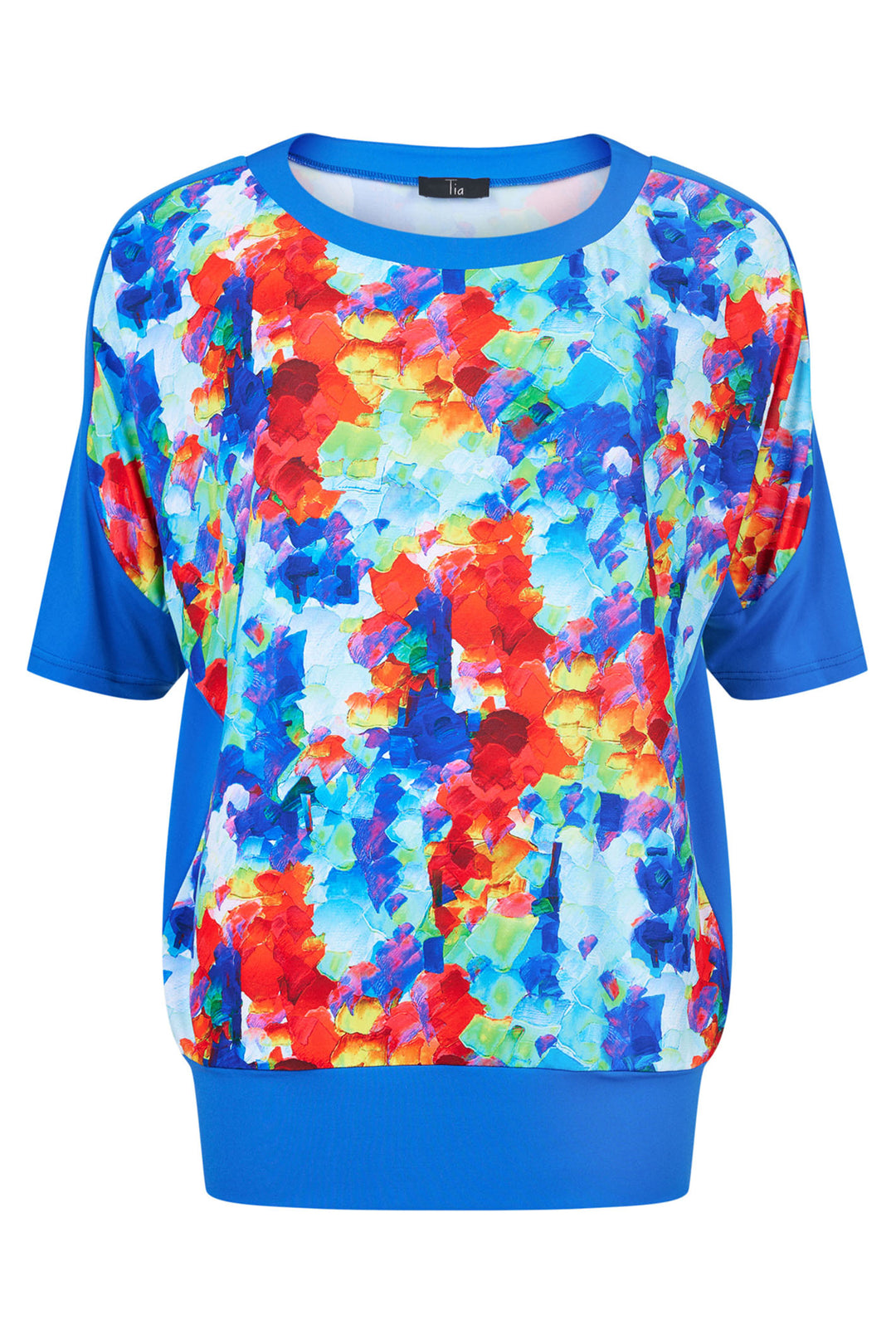 Tia 73054-7792-65 Blue Abstract Print Short Sleeve Top - Rouge Boutique Inverness
