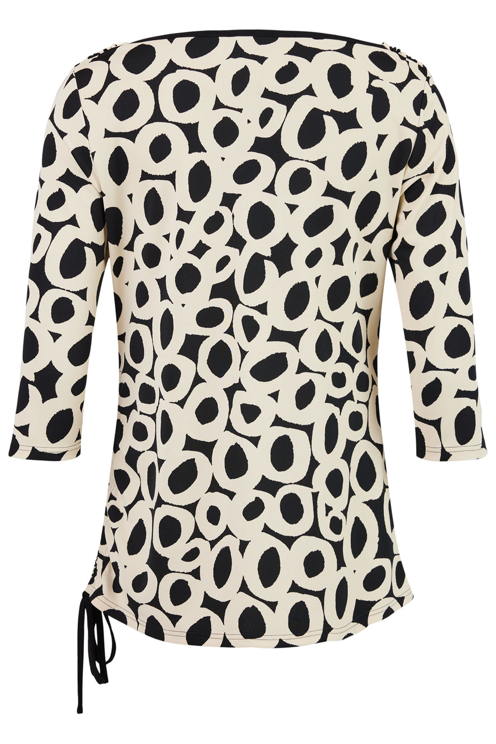 Tia 73064 7839 90 Black Champagne Circle Print Cowl Neck Top - Rouge Boutique Inverness