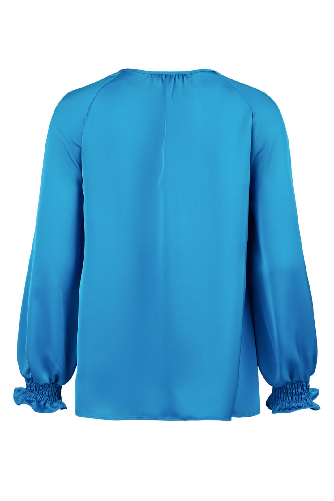 Tia 73075 Teal Satin V Neck Cuffed Top