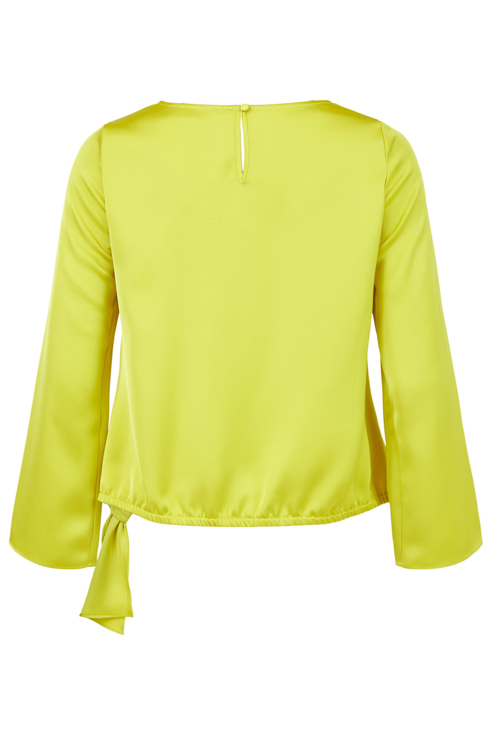 Tia 73077 Acid Green Tie Waist Long Sleeve Satin Top - Rouge Boutique Inverness