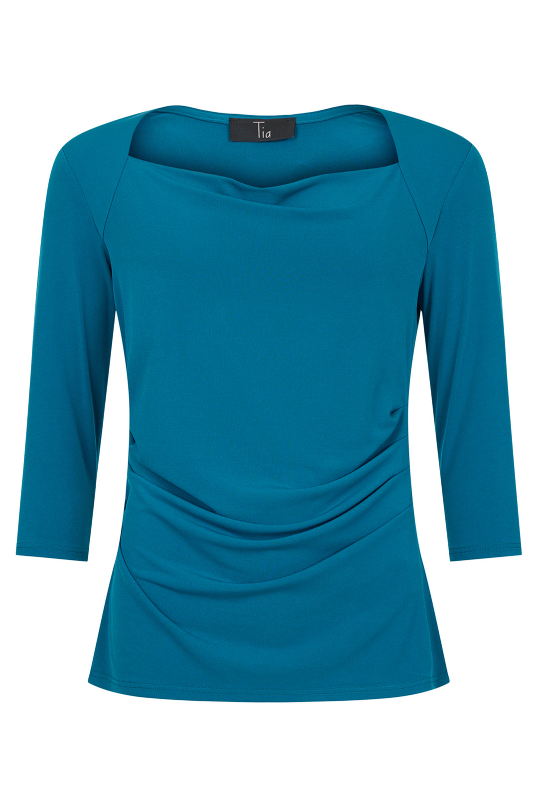 Tia 73093 Ruched Jersey Top Teal Blue - Rouge Boutique Inverness