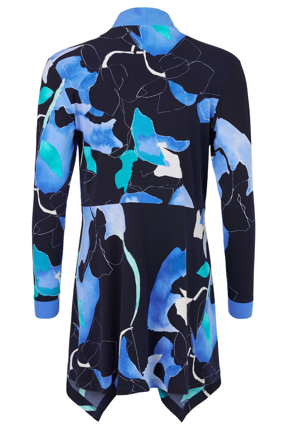 Tia 77636 Navy Blue Print Open Jacket - Rouge Boutique Inverness
