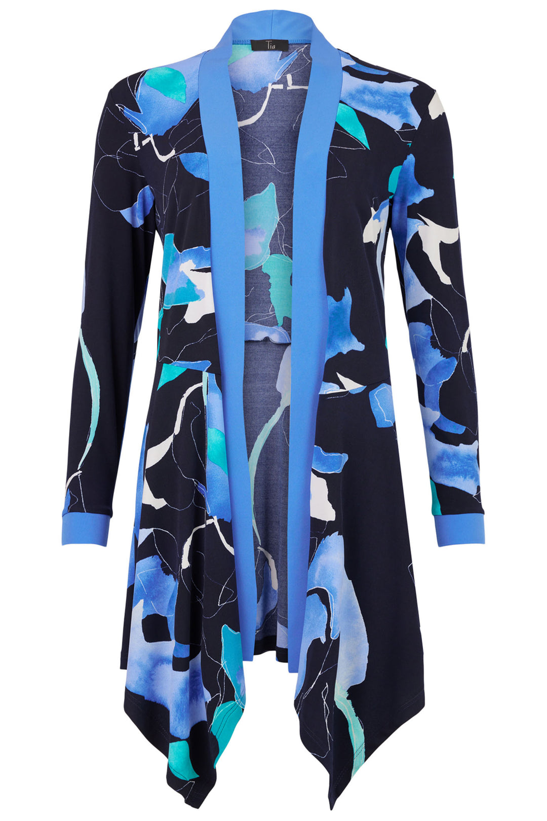 Tia 77636 Navy Blue Print Open Jacket - Rouge Boutique Inverness