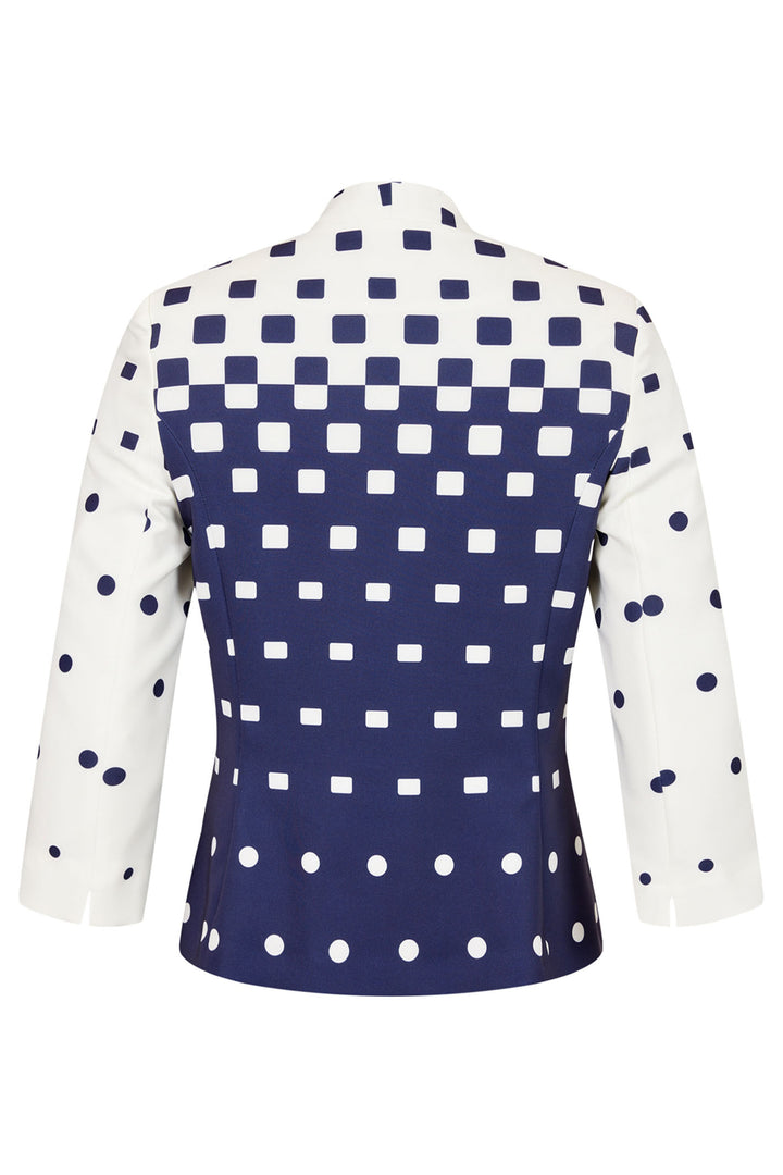 Tia 77644 Navy White Polka Print Zip Front Jacket