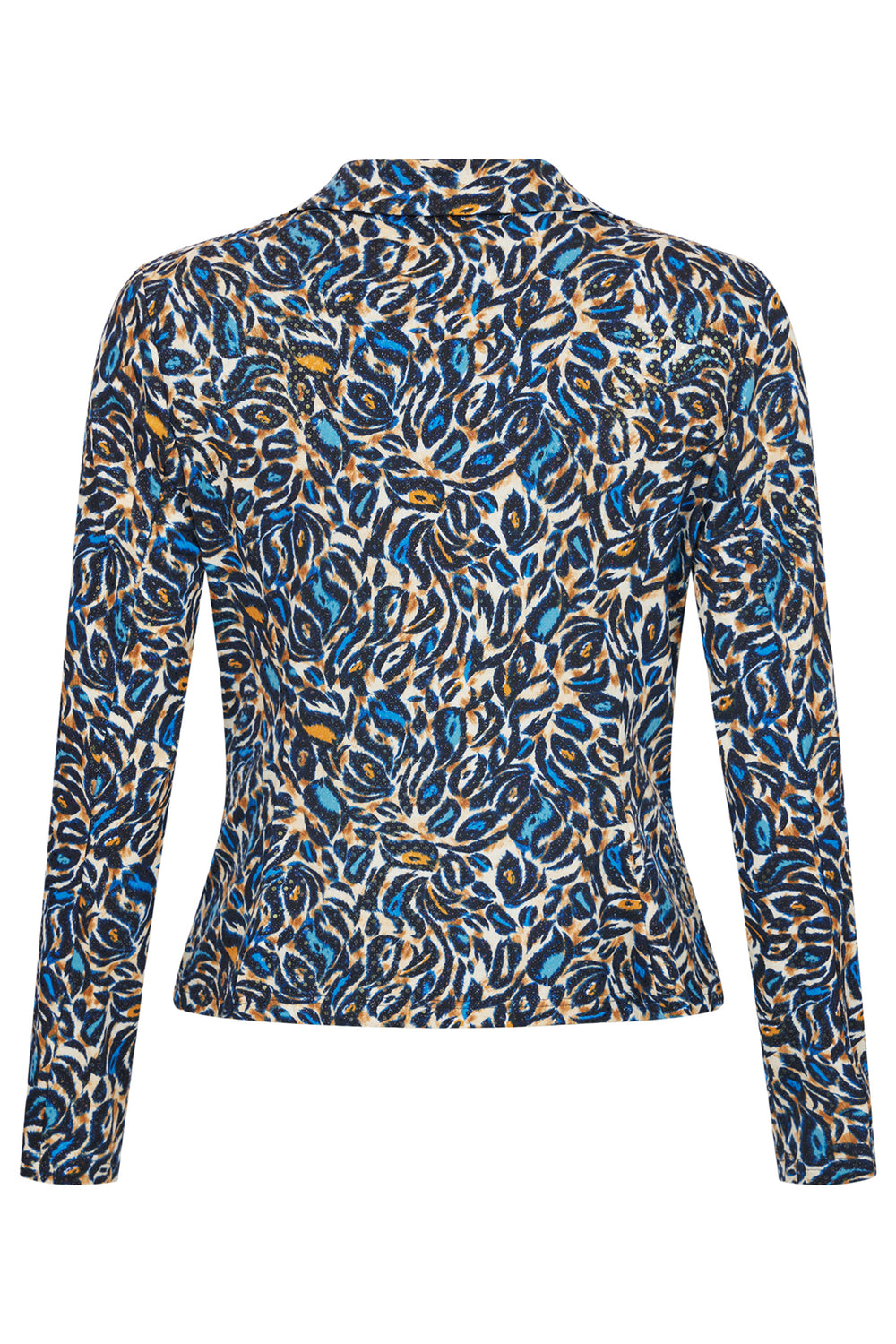 Tia 77661 Zip Front Blue Multi Print Jacket - Rouge Boutique Inverness
