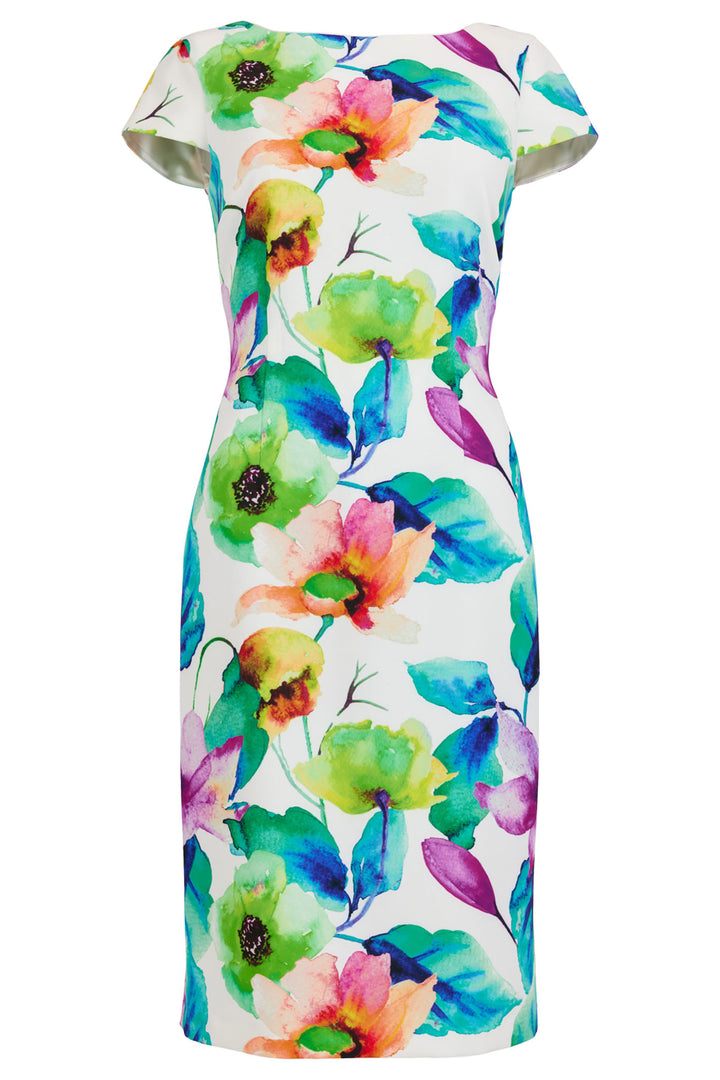 Tia 78331-7807-12 Blue Multicolour Floral Print Cap Sleeve Dress