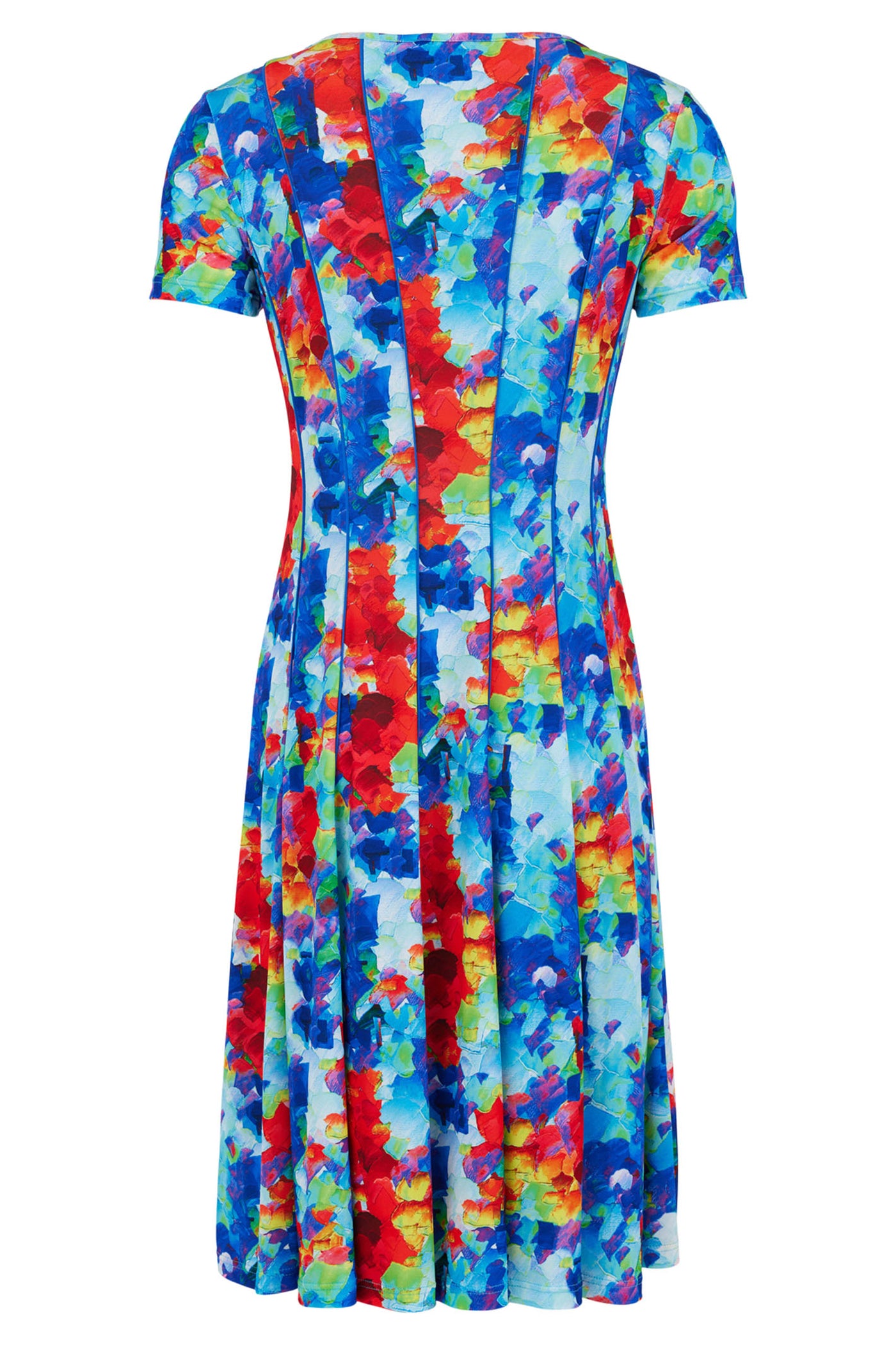 Tia 78355-7792-65 Blue Print Panelled Short Sleeve Jersey Dress - Rouge Boutique Inverness