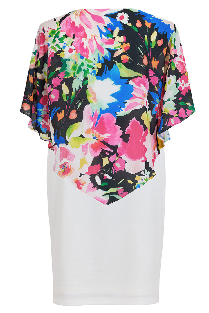 Tia 78636-7823-1290 White Pink Print Cape Dress