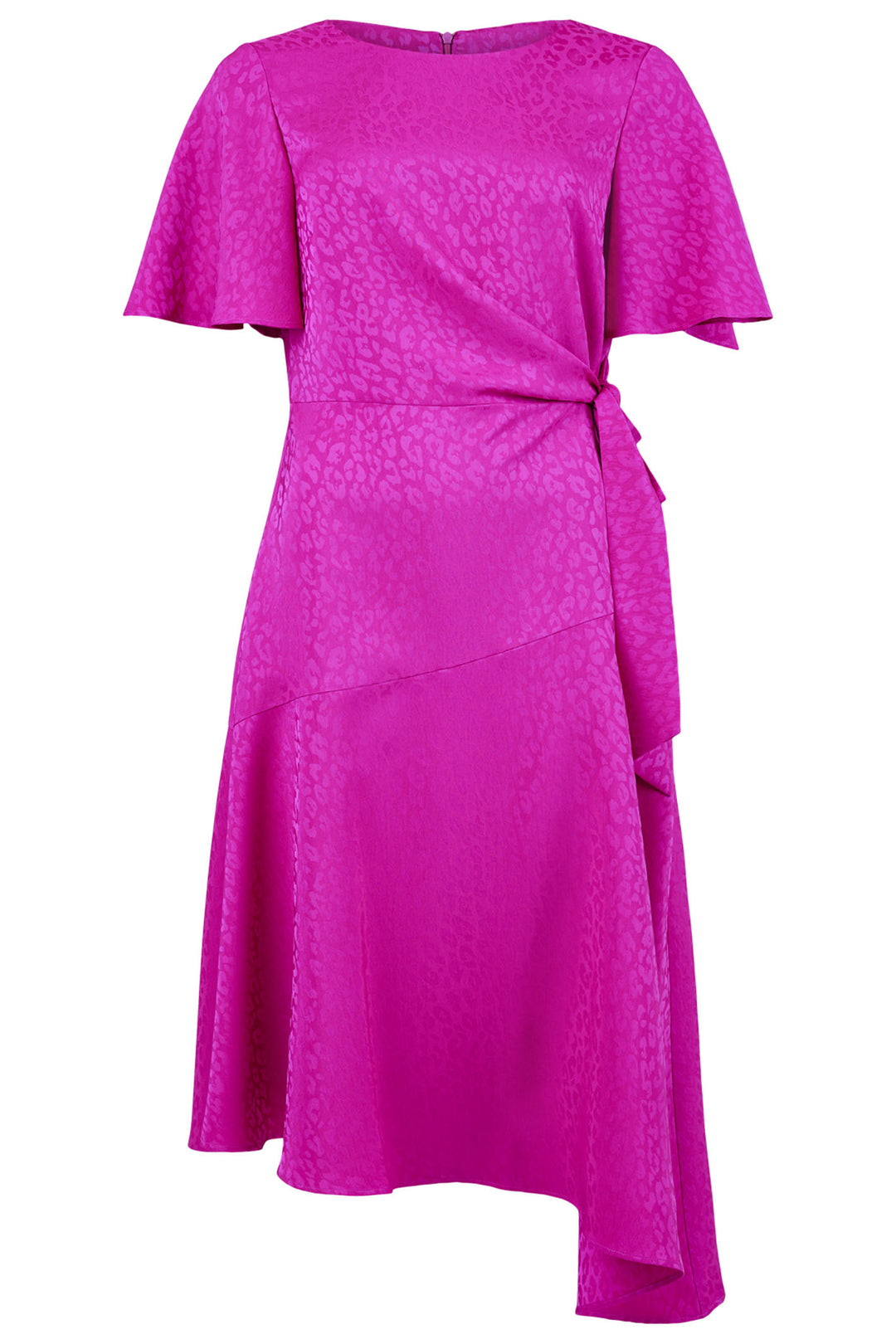 Tia 78687 7829 55 Fuchsia Pink Tie Waist Asymmetric Hem Dress - Rouge Boutique Inverness