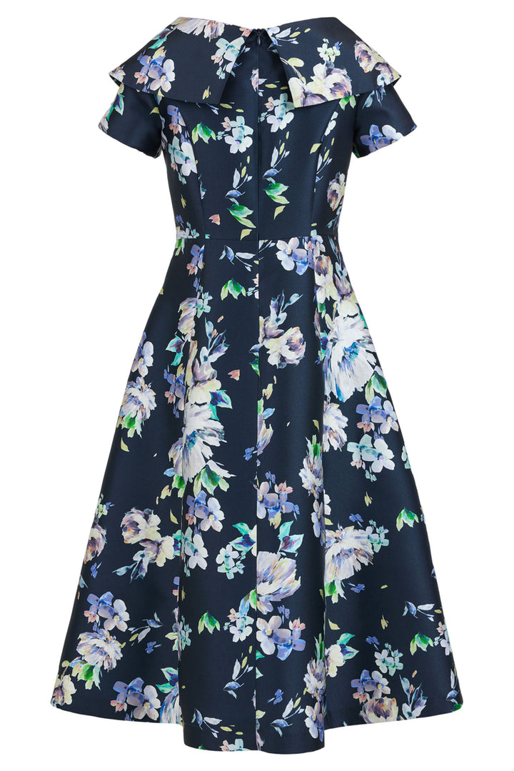 Tia 78698-7745-69 Navy Print A-Line Midi Occasion Dress