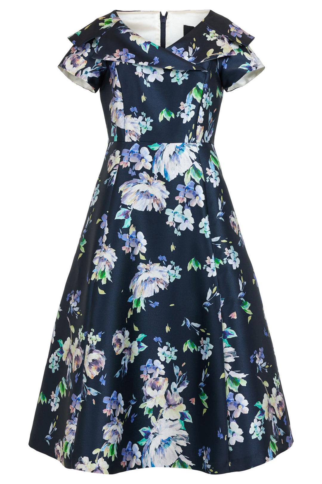 Tia 78698-7745-69 Navy Print A-Line Midi Occasion Dress