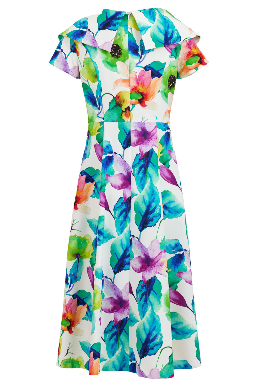 Tia 78698-7807-12 Blue Multicolout Print Short Sleeve Midi Dress - Rouge Boutique Inverness