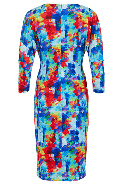 Tia 78763-7792-65 Blue Print Wrap Style Bust Jersey Dress - Rouge Boutique Inverness