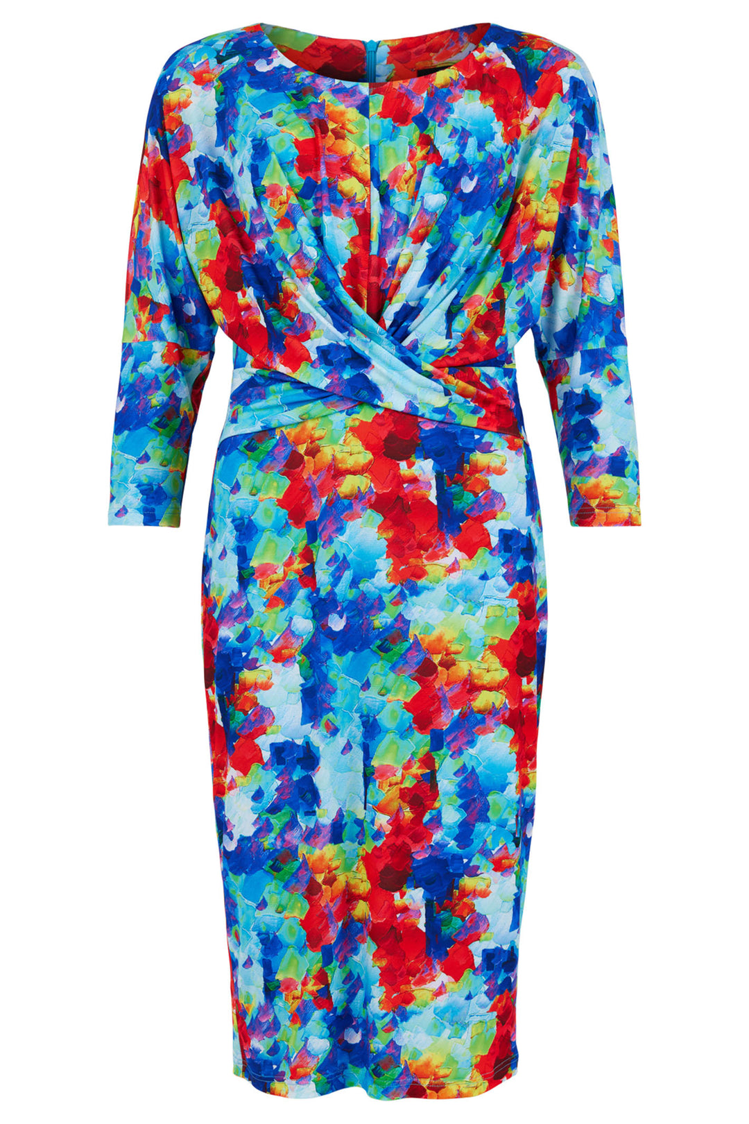 Tia 78763-7792-65 Blue Print Wrap Style Bust Jersey Dress - Rouge Boutique Inverness