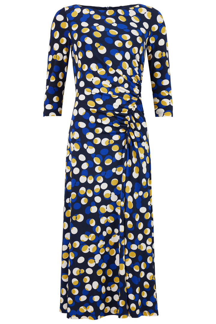 Tia 78871 7842 27 Acid Yellow Polka Dot Ruched Waist Dress - Rouge Boutique Inverness