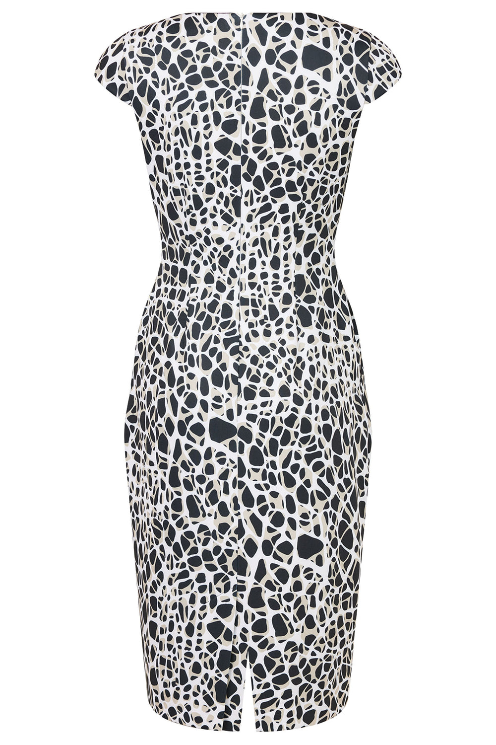 Tia 78920 Black Abstract Print Cap Sleeve Shift Dress - Rouge Boutique Inverness