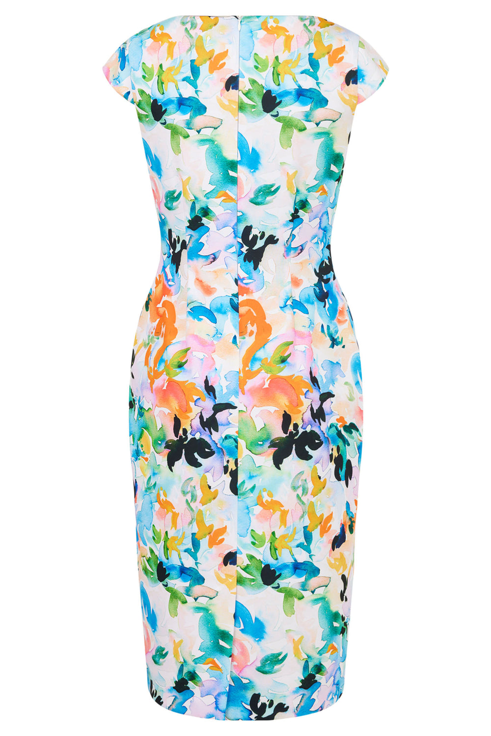 Tia 78920 Multicolour Abstract Print Cap Sleeve Shift Dress - Rouge Boutique Inverness