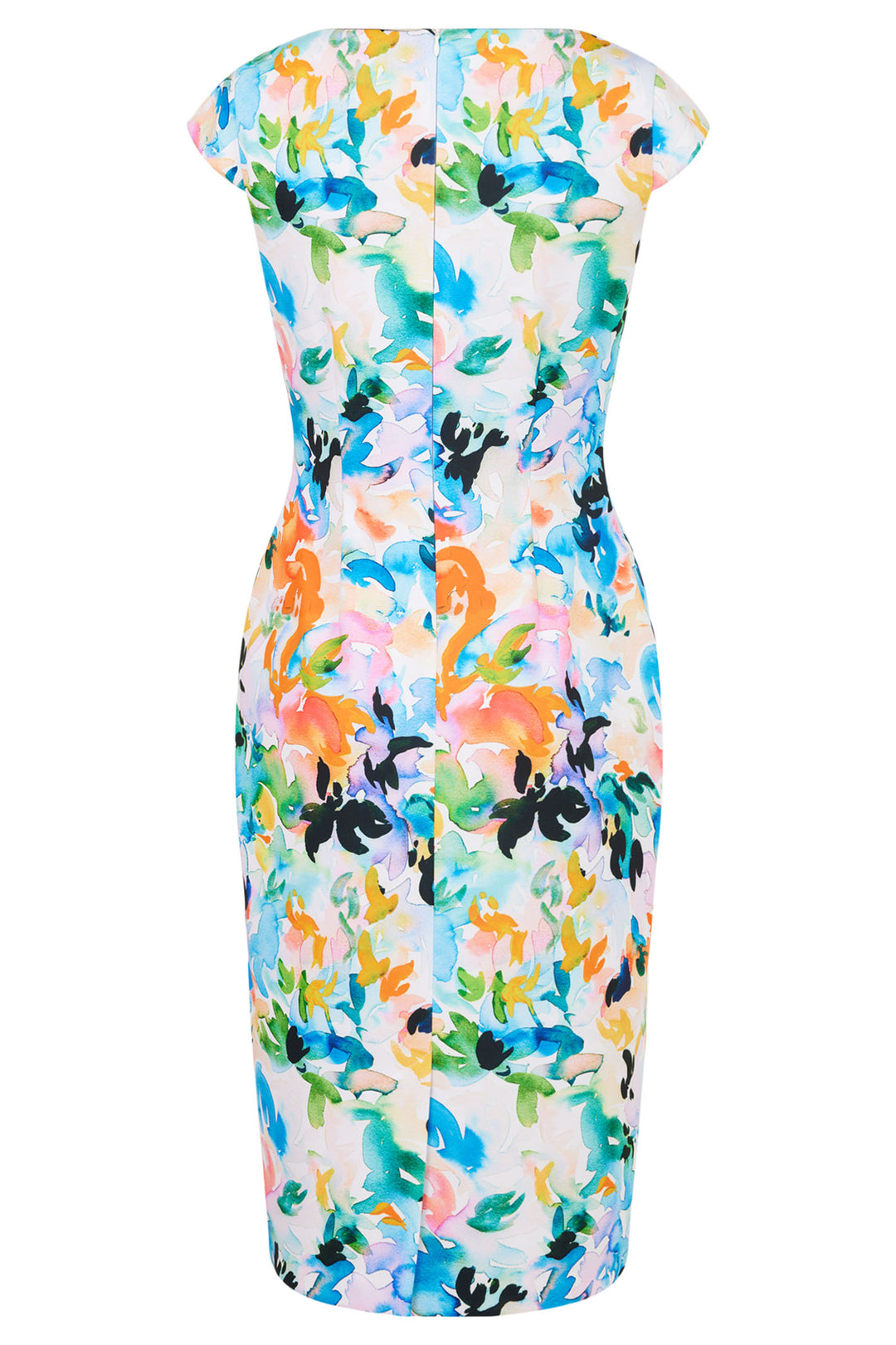 Tia 78920 Multicolour Abstract Print Cap Sleeve Shift Dress - Rouge Boutique Inverness