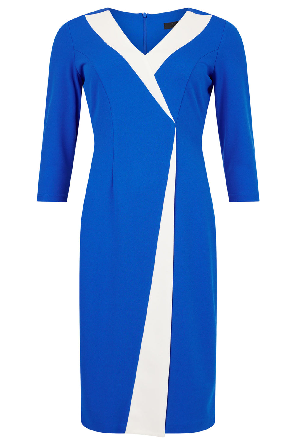 Tia 78929 Royal Blue Block Colour V-Neck Dress - Rouge Boutique Inverness
